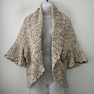 MAK Crochet Shrug Size S M Bolero Sweater Cardigan Boho Chic Chunky Knit Hippie